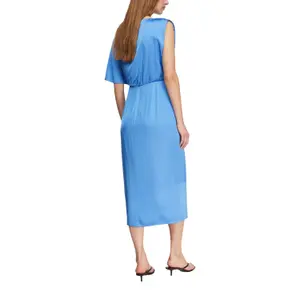 Asymmetrical Draped Satin Midi Dress for Women COMMA image-5