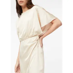 Women's Buttoned Collar Satin Midi Dress COMMA image-1