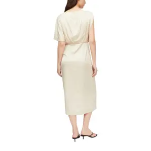 Women's Buttoned Collar Satin Midi Dress COMMA image-3