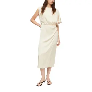 Women's Buttoned Collar Satin Midi Dress COMMA image-5