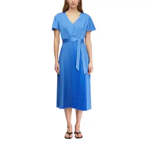 V Neck Satin Dress with Ruffled Sleeves Women COMMA image-2