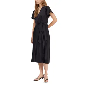 Satin Dress with Ruffled Sleeves V-Neck for Women COMMA image-6