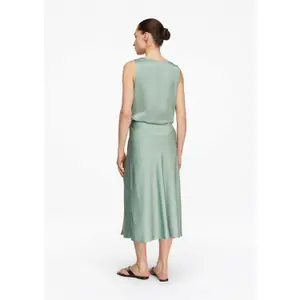 Women's Fluid Satin Midi Skirt with Elastic Waist COMMA image-4