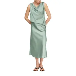 Women's Fluid Satin Midi Skirt with Elastic Waist COMMA image-6