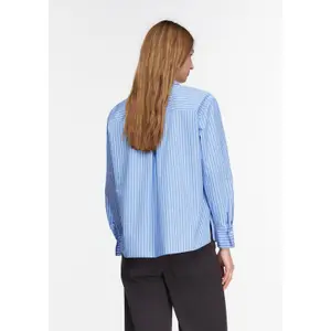 Women's Long Striped Poplin Shirt with Rhinestones COMMA image-4