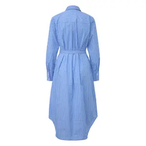 Striped Poplin Shirt Dress with Tied Belt for Women COMMA image-1