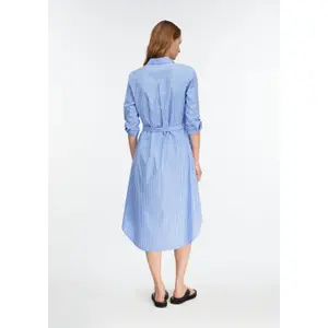 Striped Poplin Shirt Dress with Tied Belt for Women COMMA image-4