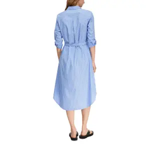 Striped Poplin Shirt Dress with Tied Belt for Women COMMA image-5