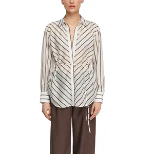 Long Semi-Transparent Lyocell Blend Shirt with Belt for Women COMMA image-2