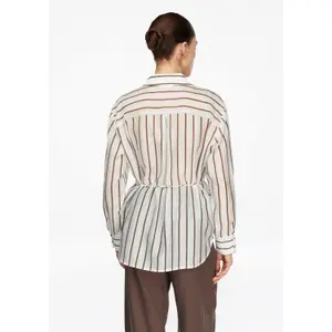Long Semi-Transparent Lyocell Blend Shirt with Belt for Women COMMA image-4