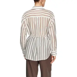 Long Semi-Transparent Lyocell Blend Shirt with Belt for Women COMMA image-5