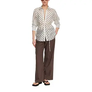 Long Semi-Transparent Lyocell Blend Shirt with Belt for Women COMMA image-6