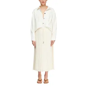 Women's Pleated Chiffon Midi Skirt with Drawstring COMMA image-2