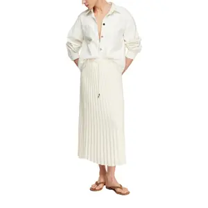 Women's Pleated Chiffon Midi Skirt with Drawstring COMMA image-6