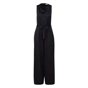Satin Playsuit with French Shoulders and Draped Neckline for Women COMMA image-0