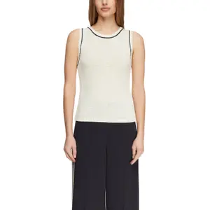 Women's Sleeveless Fine Knit Crew Neck Jumper with Contrasting Details COMMA image-2