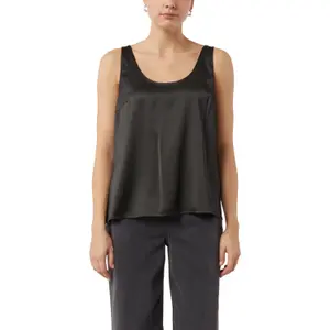 Round Neck Satin Tank Top Women with Hem Slits COMMA image-0