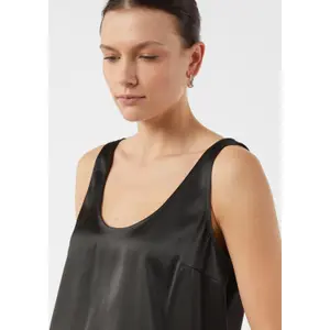 Round Neck Satin Tank Top Women with Hem Slits COMMA image-1
