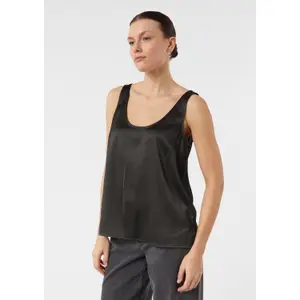Round Neck Satin Tank Top Women with Hem Slits COMMA image-6