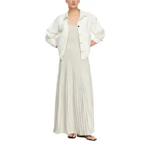 Long Glitter Knit Dress with Pleated Skirt Women COMMA image-6