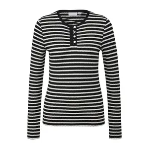 Striped Polo with Button Placket Women COMMA image-0