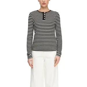 Striped Polo with Button Placket Women COMMA image-2