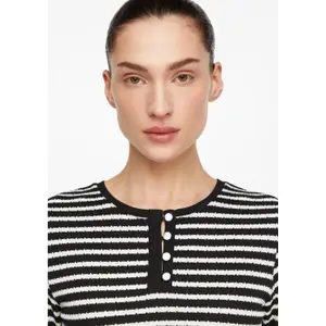 Striped Polo with Button Placket Women COMMA image-3