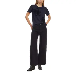Wrinkled Floral Embroidered T-Shirt for Women COMMA image-6