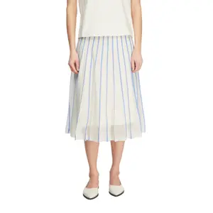 Women’s Textured Stripe Fine Knit Pleated Midi Skirt COMMA image-2