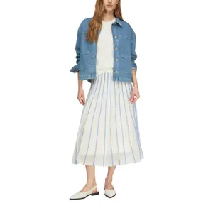Women’s Textured Stripe Fine Knit Pleated Midi Skirt COMMA image-6