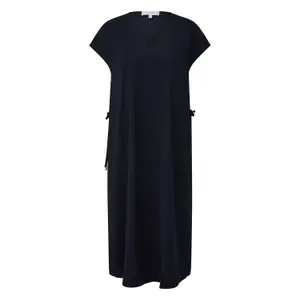Women's V-Neck Tie-Waist Midi Dress in Viscose Crepe COMMA image-0