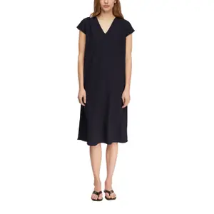 Women's V-Neck Tie-Waist Midi Dress in Viscose Crepe COMMA image-2