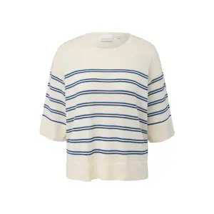 Fine Knit Striped Crew Neck Jumper Women COMMA image-0
