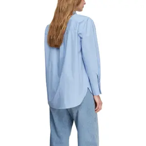 Long Poplin Shirt with Patch Pockets for Women COMMA image-3