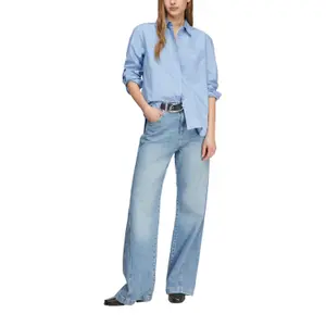 Long Poplin Shirt with Patch Pockets for Women COMMA image-5