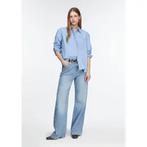 Long Poplin Shirt with Patch Pockets for Women COMMA image-6