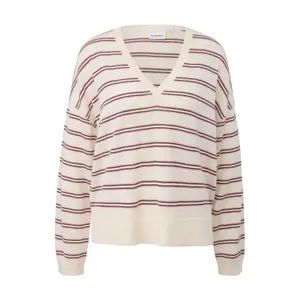 Ribbed Finish V-Neck Pullover for Women COMMA image-1