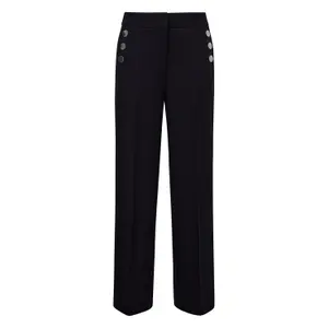 High-Waisted Trouser with Shaped Belt and Decorative Buttons Women COMMA Marlene image-0