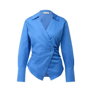 Fitted Long Sleeve Satin Cotton Blouse Women COMMA image-0