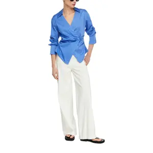 Fitted Long Sleeve Satin Cotton Blouse Women COMMA image-6