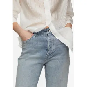 Women's High-Waisted Straight Jeans with Frayed Hem COMMA image-3