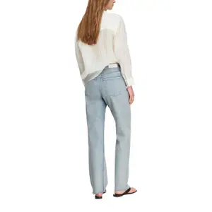 Women's High-Waisted Straight Jeans with Frayed Hem COMMA image-5
