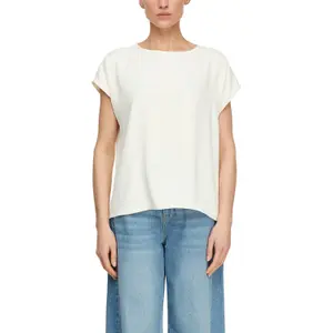 Fluid T-Shirt with Dropped Shoulders and Round Neck for Women COMMA image-2