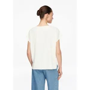 Fluid T-Shirt with Dropped Shoulders and Round Neck for Women COMMA image-4