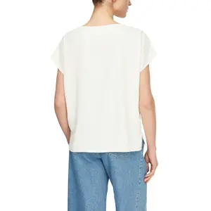 Fluid T-Shirt with Dropped Shoulders and Round Neck for Women COMMA image-5