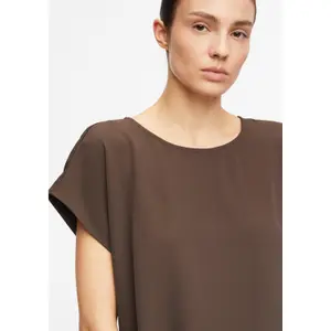 Fluid T-Shirt with Dropped Shoulders and Round Neck for Women COMMA image-3
