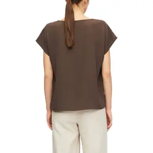 Fluid T-Shirt with Dropped Shoulders and Round Neck for Women COMMA image-5