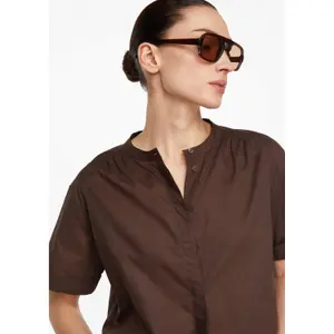 Short Sleeve Cotton High Neck Blouse Women COMMA image-3