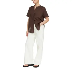 Short Sleeve Cotton High Neck Blouse Women COMMA image-6
