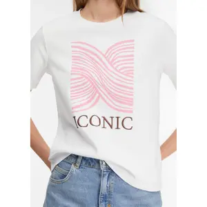 Classic fit women's T-shirt COMMA Phones Off image-3